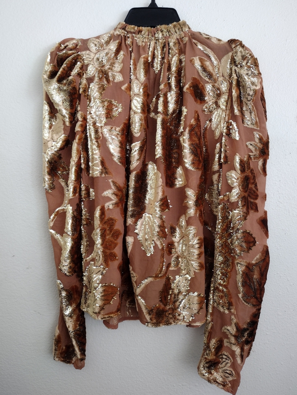 Ulla Johnson Camilla Velvet Devore Rose Gold Metallic Floral Burnout Top Size 4 - Picture 16 of 16